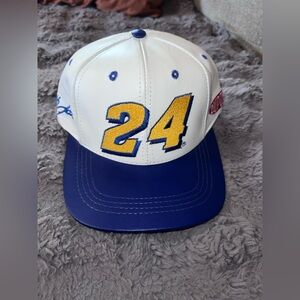 Vintage  Chase Authentics JH Design Jeff Gordon #24 Leather Cap White/Blue Clean